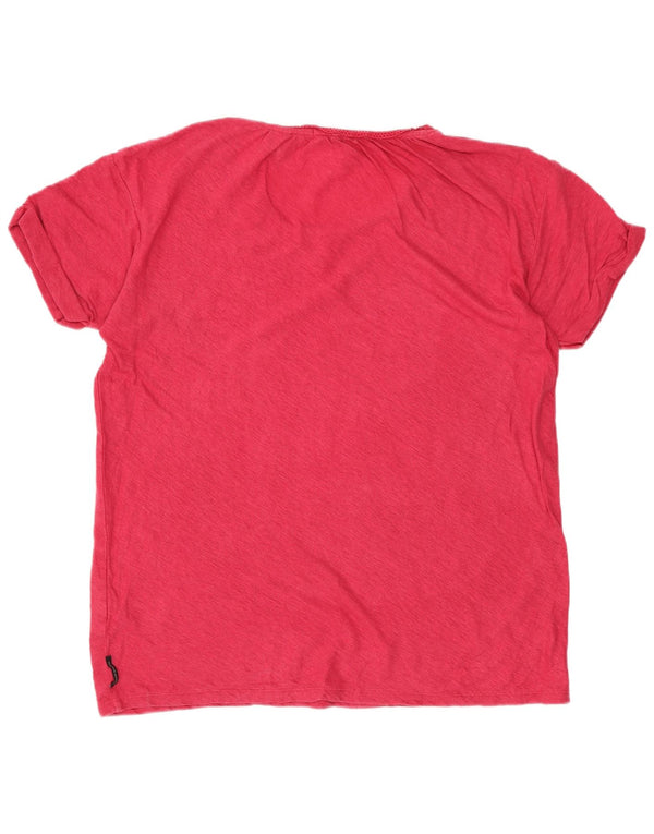 Scotch & Soda Damen Übergroßes T-Shirt-Oberteil US 1 XS Rosa geflecktes Leinen