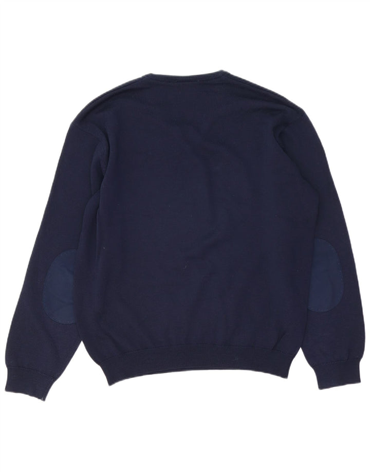 Lacoste Herren-Pullover mit V-Ausschnitt, Größe 4, mittlere marineblaue Schurwolle
