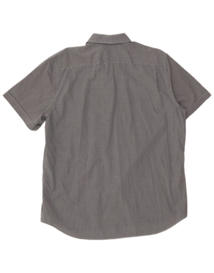 LACOSTE Herren Kurzarmhemd Größe 44 17 1/2 XL Schwarz Gingham