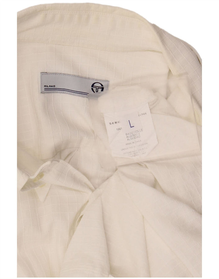 Sergio Tacchini Herrenhemd, groß, weiße Baumwolle, klassisch