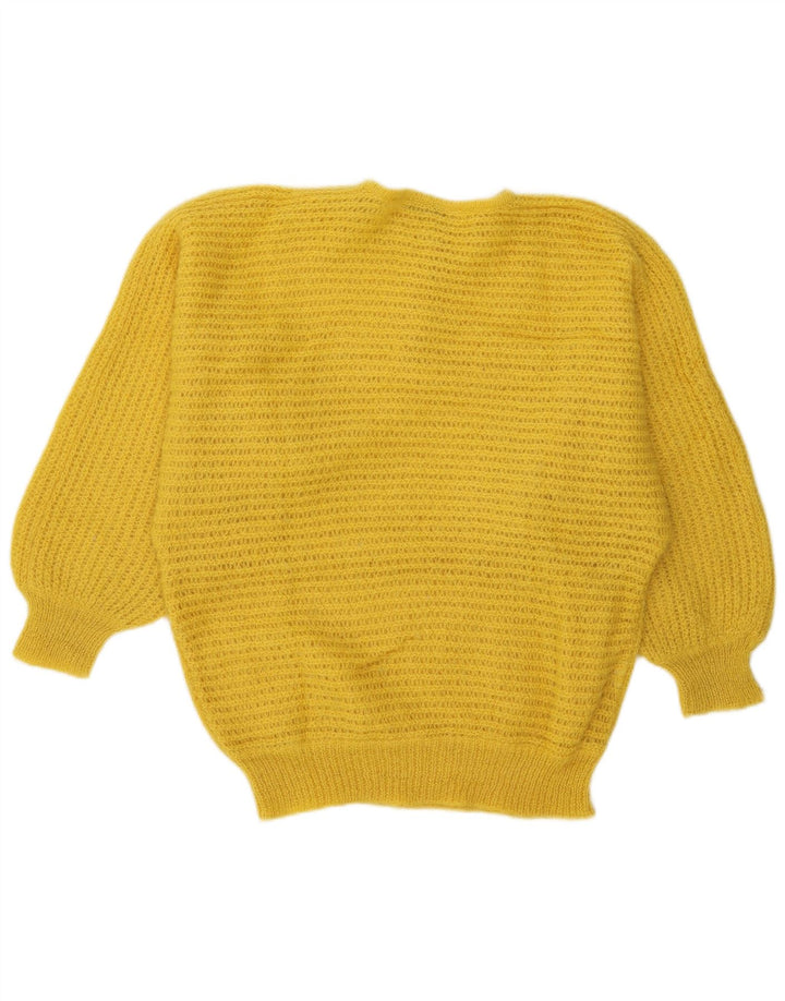 Vintage Damen Pullover mit Knopfkragen, UK 18, XL, Gelb