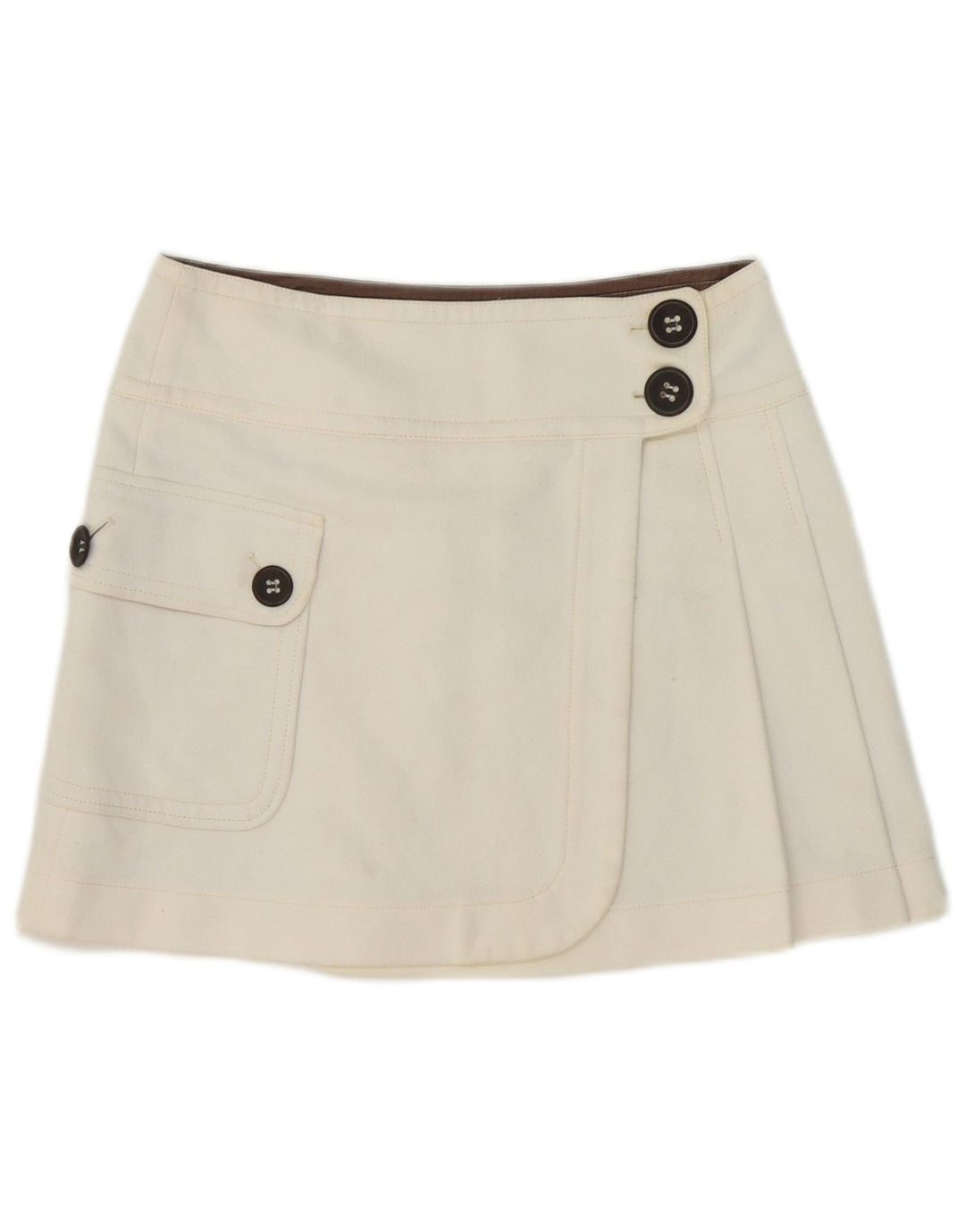 Max & Co. Damen Mini-Wickelrock UK 8 Small W32 Weiße Baumwolle