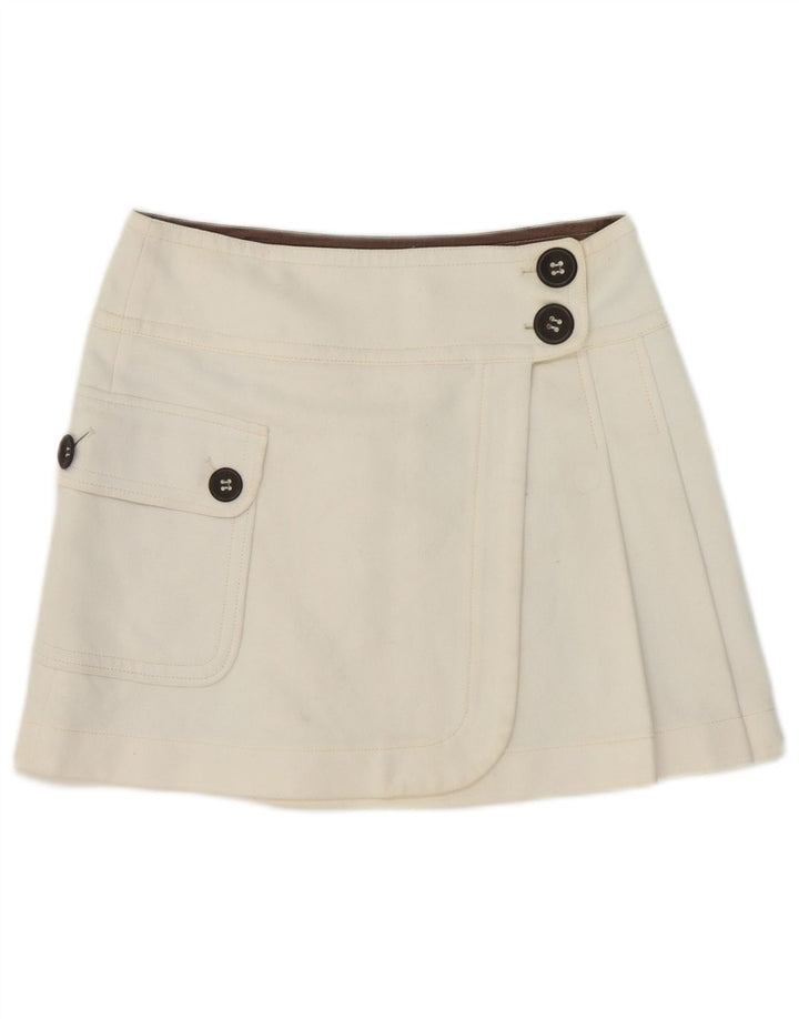 Max & Co. Damen Mini-Wickelrock UK 8 Small W32 Weiße Baumwolle