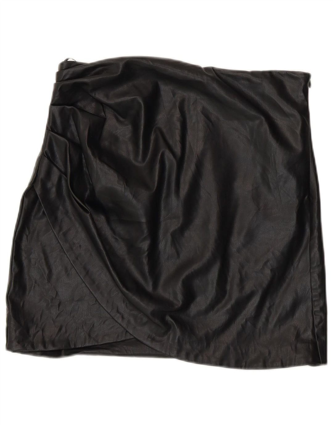 Zara Damen-Minirock aus Kunstleder, groß, W30, schwarzes Polyurethan