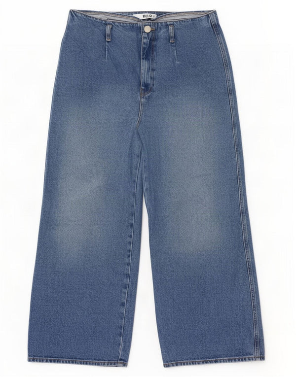 Zara Damen Crop High Waist Wide Leg Jeans EU 44 XL W34 L26 Blau