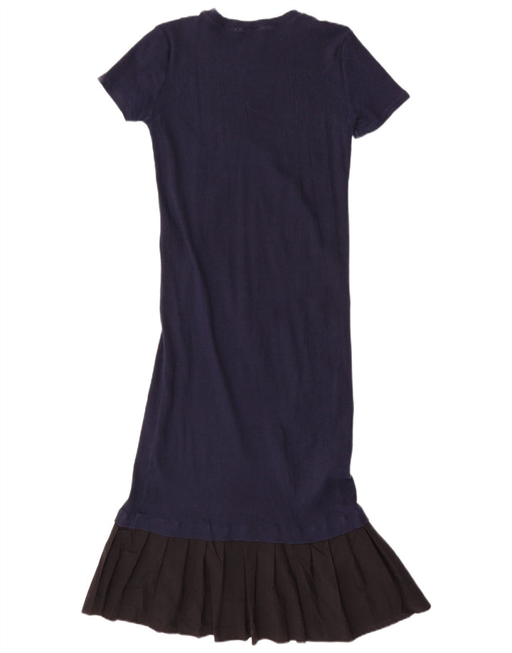 Zara Damen Maxikleid UK 12 Medium Marineblau Baumwolle