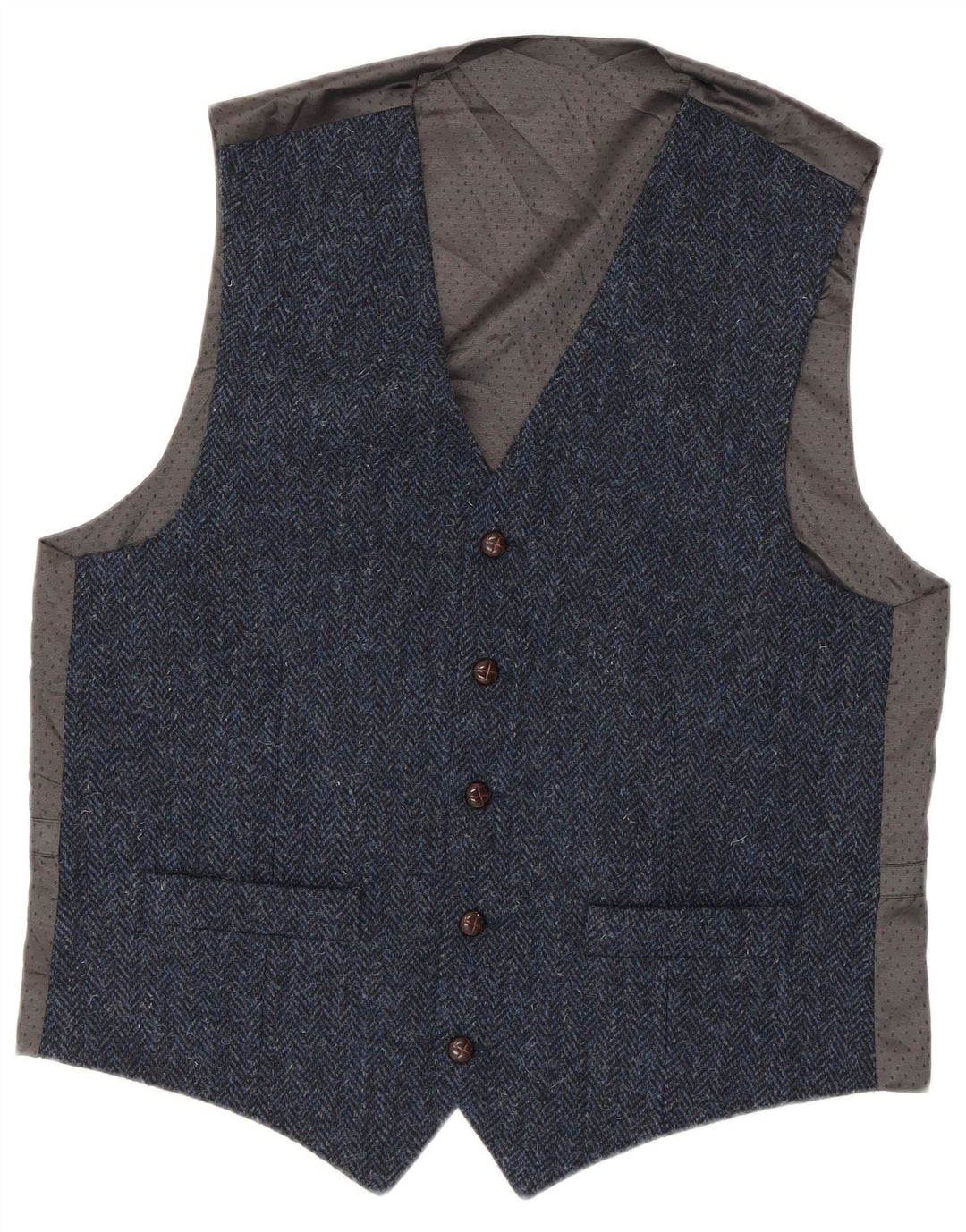 Harris Tweed Herrenweste, kleine blaue Fischgräten-Schurwolle
