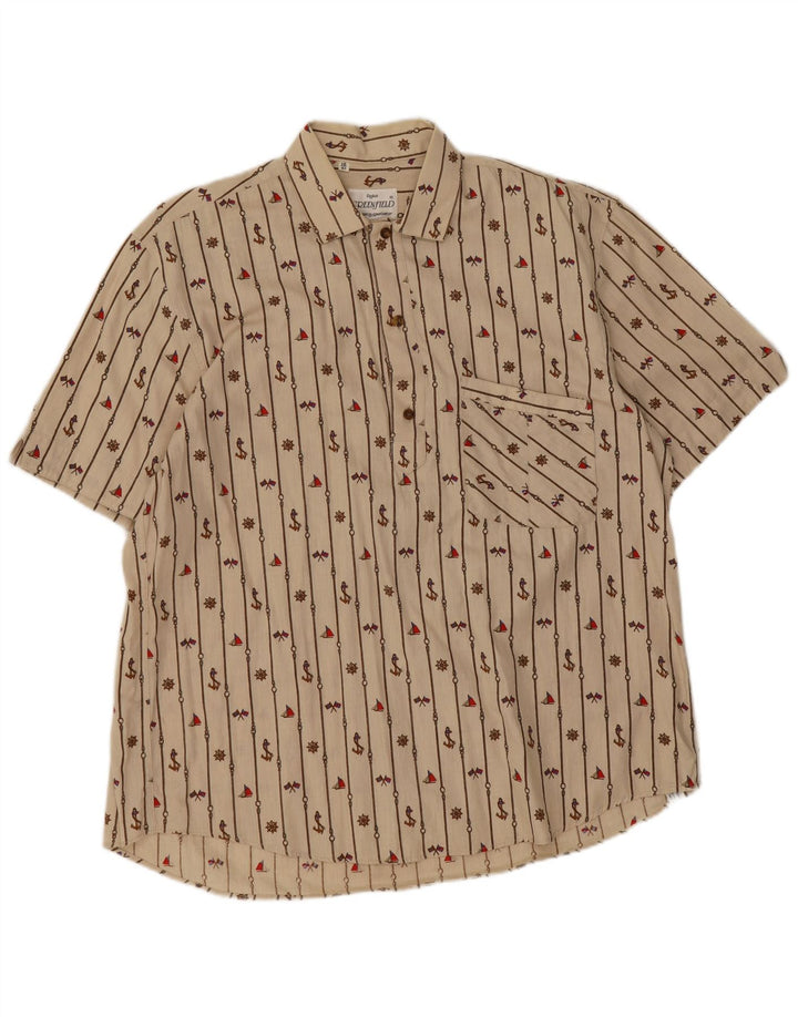 Greenfield Herren-Pulloverhemd mit abstraktem Muster, Größe 41 16, groß, Beige