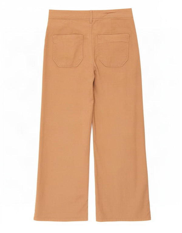 Zara Damen-Hose mit weitem Bein, kurz geschnitten, EU 38, Größe S, W28, L25, Beige, Baumwolle