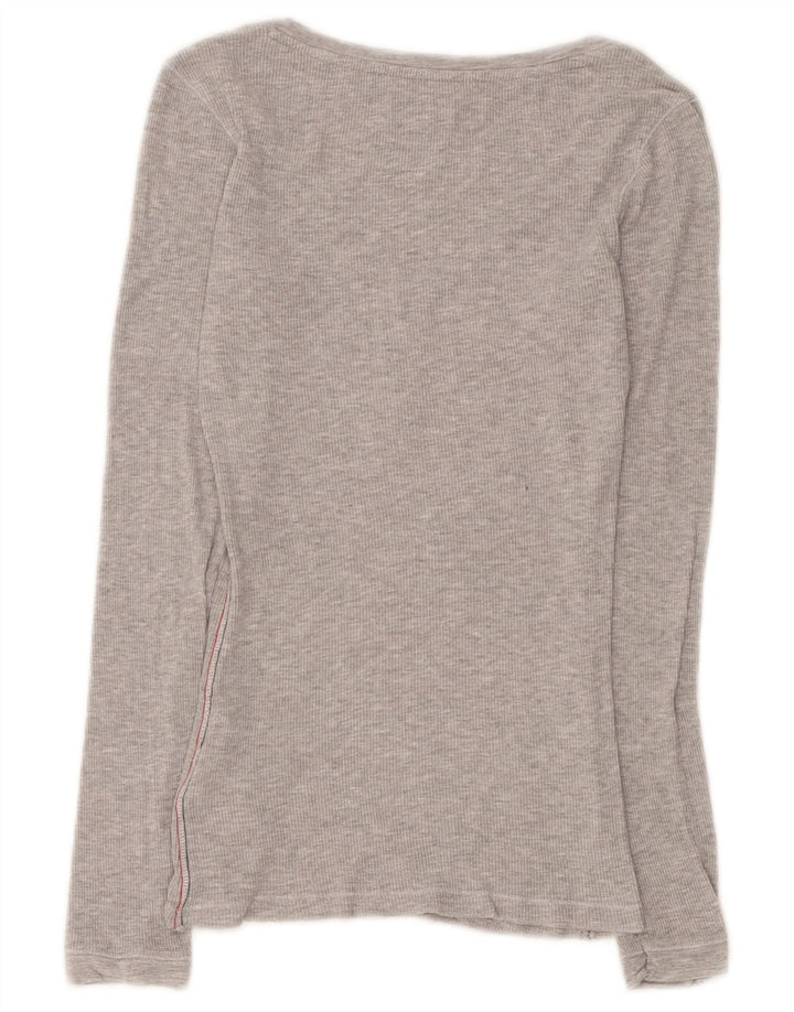 Tommy Hilfiger Damen Top Langarm UK 8 Small Graue Viskose