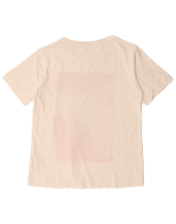 Elisabetta Franchi Grafik-T-Shirt-Oberteil für Damen, UK 12, mittelweiße Baumwolle