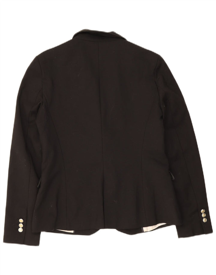 ZARA Damen 1-Knopf-Blazerjacke UK 12 Mittelschwarze Baumwolle
