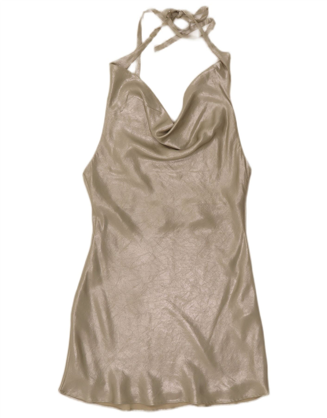 Zara Damen Neckholder-Kleid UK 6 XS Silber Polyester