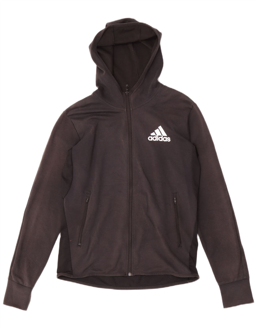 Adidas Herren-Kapuzenpullover mit Reißverschluss, mittelschwarz, Baumwolle