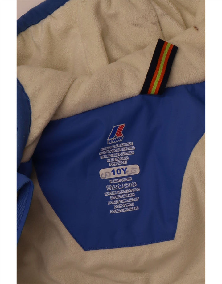 K-WAY Boys Hooded Windbreaker Jacket 9-10 Years Blue Polyamide