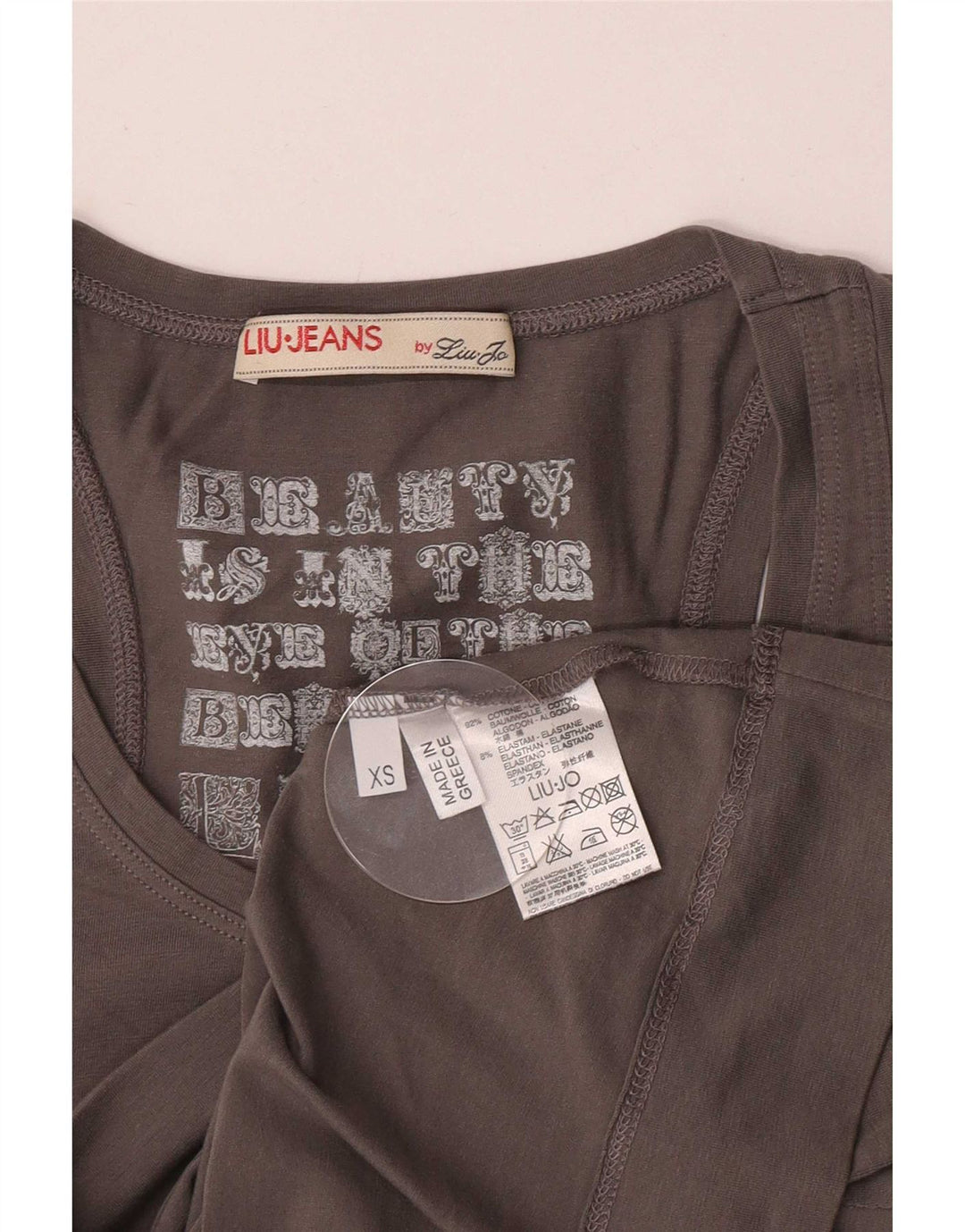 Liu Jo Damen Weste Top UK 6 XS Graue Baumwolle