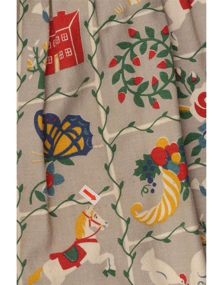 VINTAGE Grafisches Damen-Etuikleid, Gr. 16, groß, grau geblümt