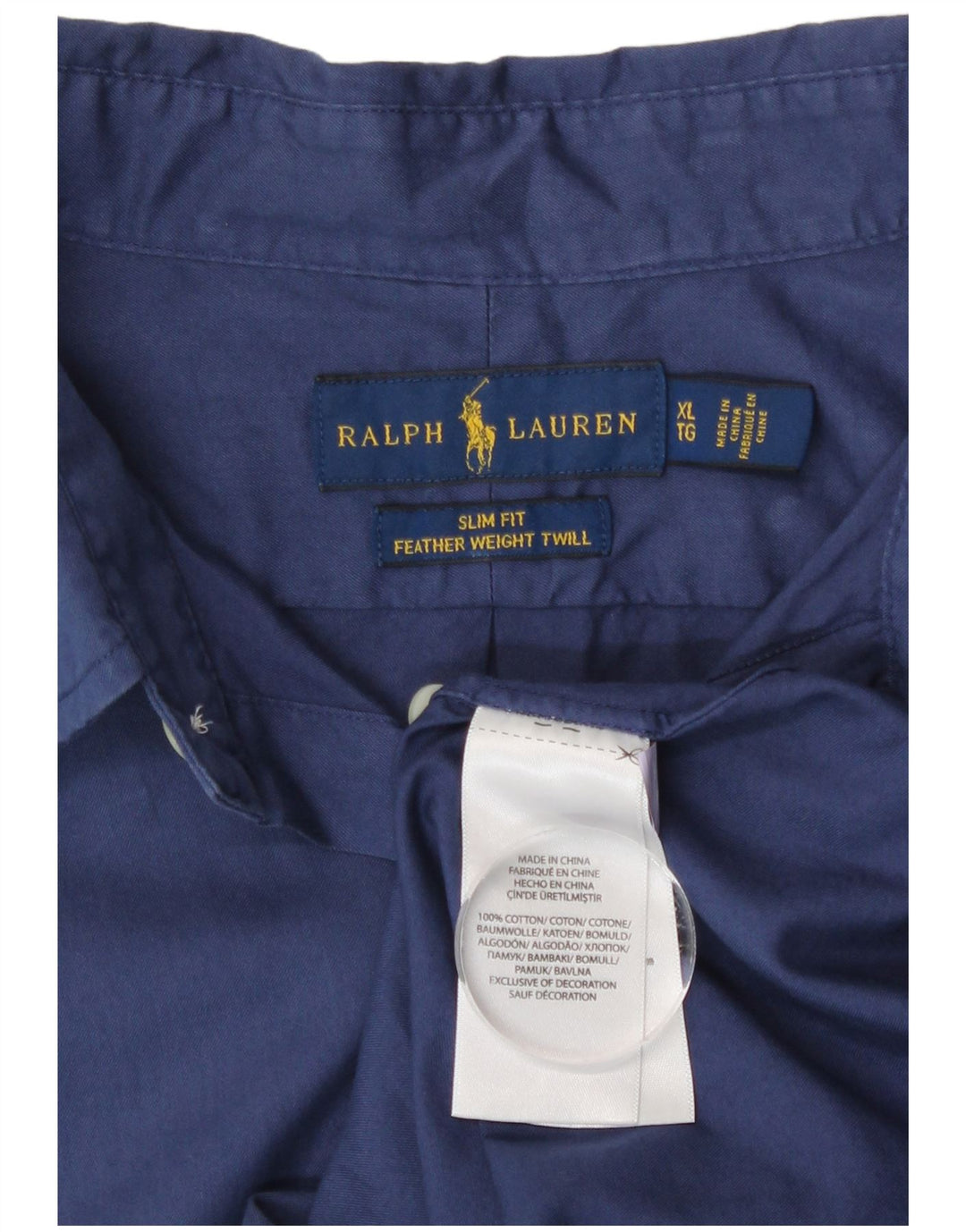 Ralph Lauren Herren Slim Fit Hemd XL Marineblau Baumwolle