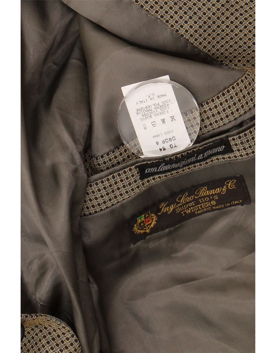 Ing Loro Piona & Co. Herren 2-Knopf-Blazerjacke IT 54 2XL Khaki gefleckt