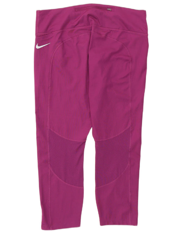 Nike Damen Dri Fit Capri Leggings UK 18 XL Lila Polyester