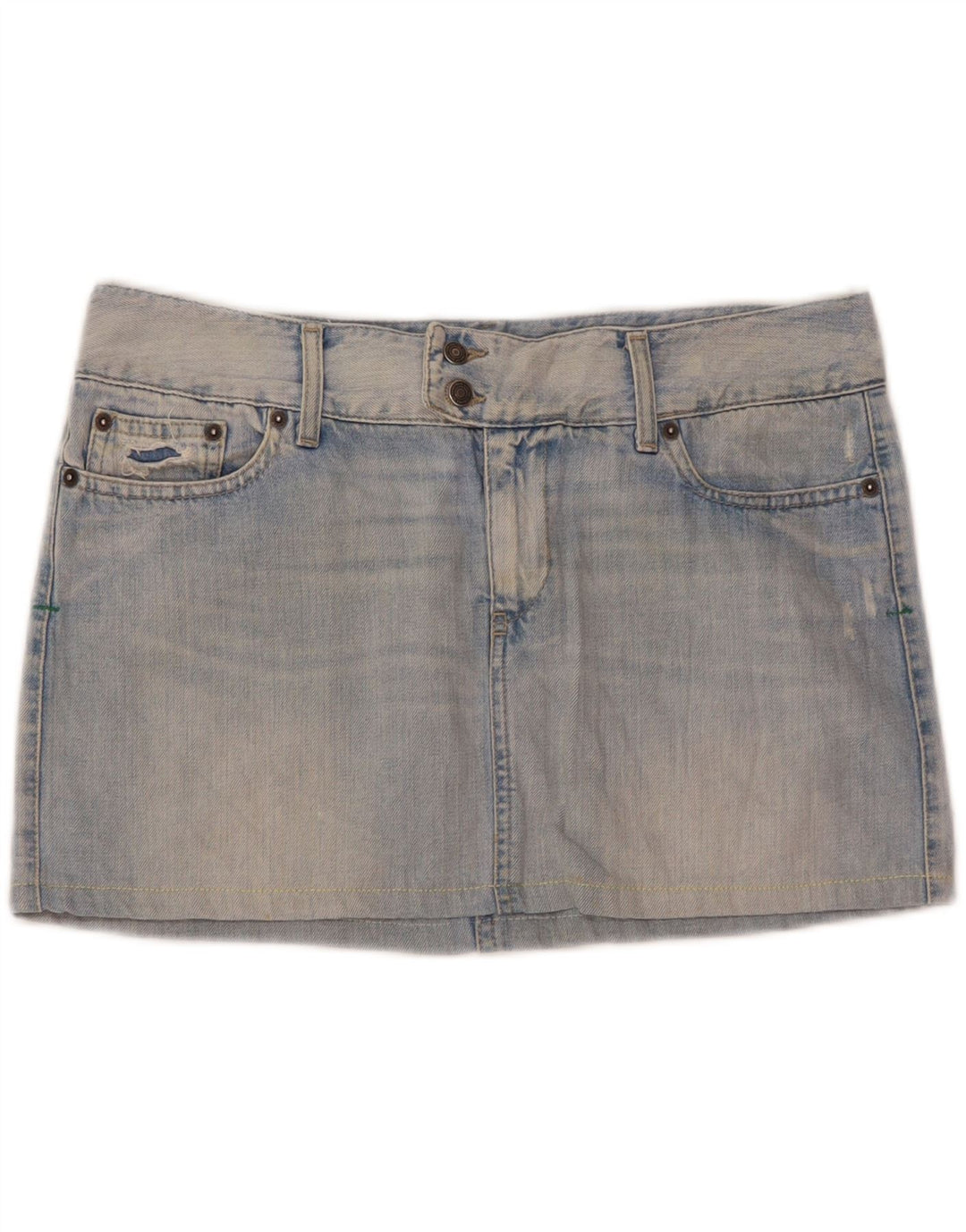 Benetton Damen Denim-Minirock IT 46 Large W35 Blaue Baumwolle