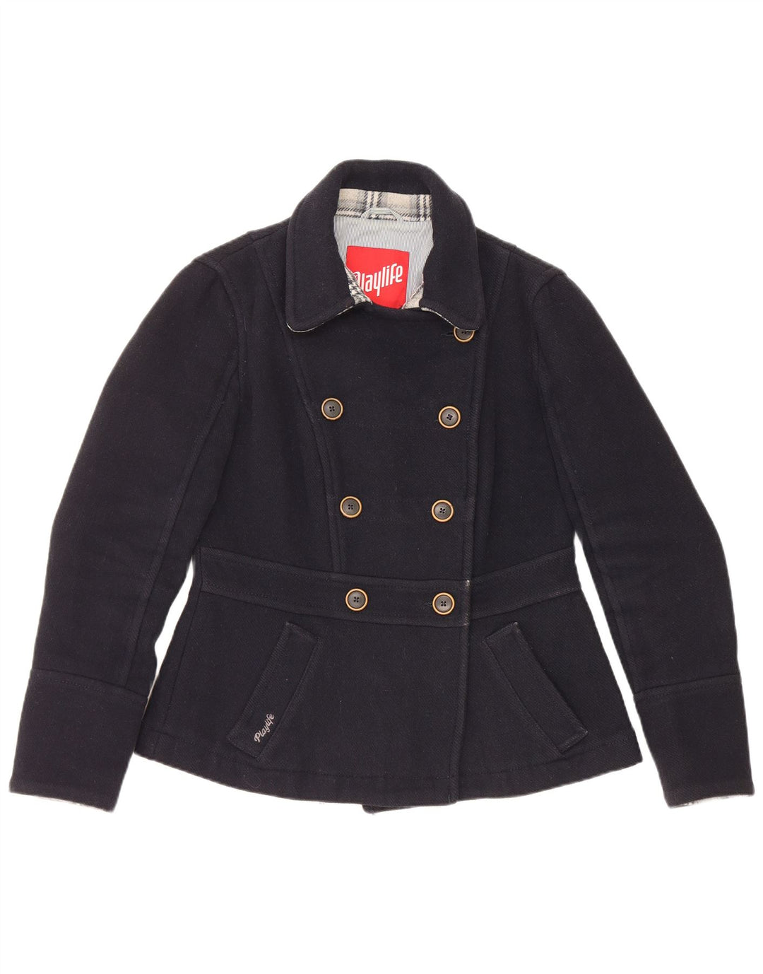 Playlife Damen Pea Coat IT 46 Large Marineblau Acryl