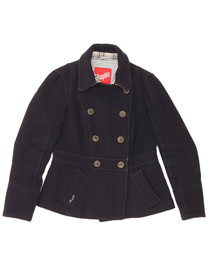 Playlife Damen Pea Coat IT 46 Large Marineblau Acryl