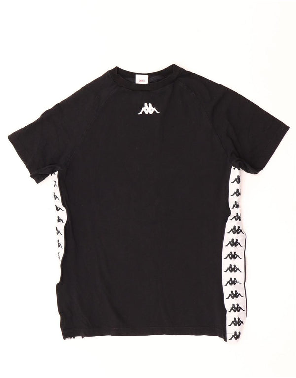 Kappa Grafik-T-Shirt für Damen, UK 10, Größe S, Schwarz, Colourblock-Baumwolle