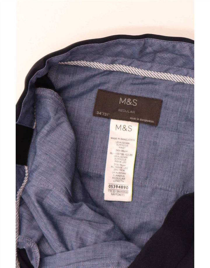 Marks & Spencer Herren-Chinohose, normal, W34, L31, Marineblau, Polyester