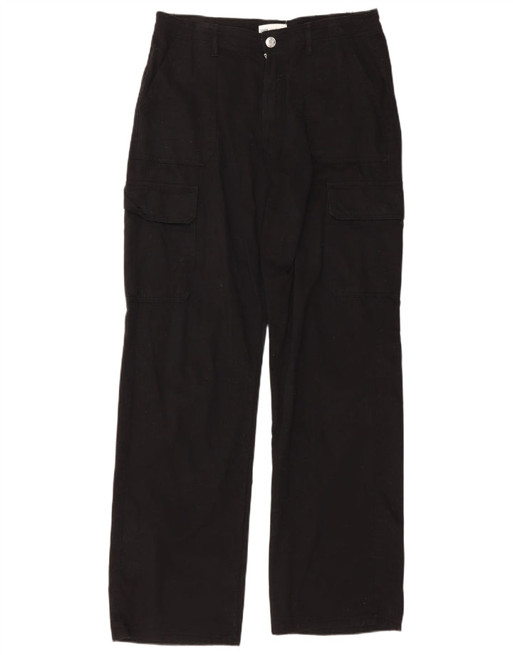 Gerade Cargohose für Damen von Zara, EU 40, mittelgroß, W30, L33, schwarze Baumwolle
