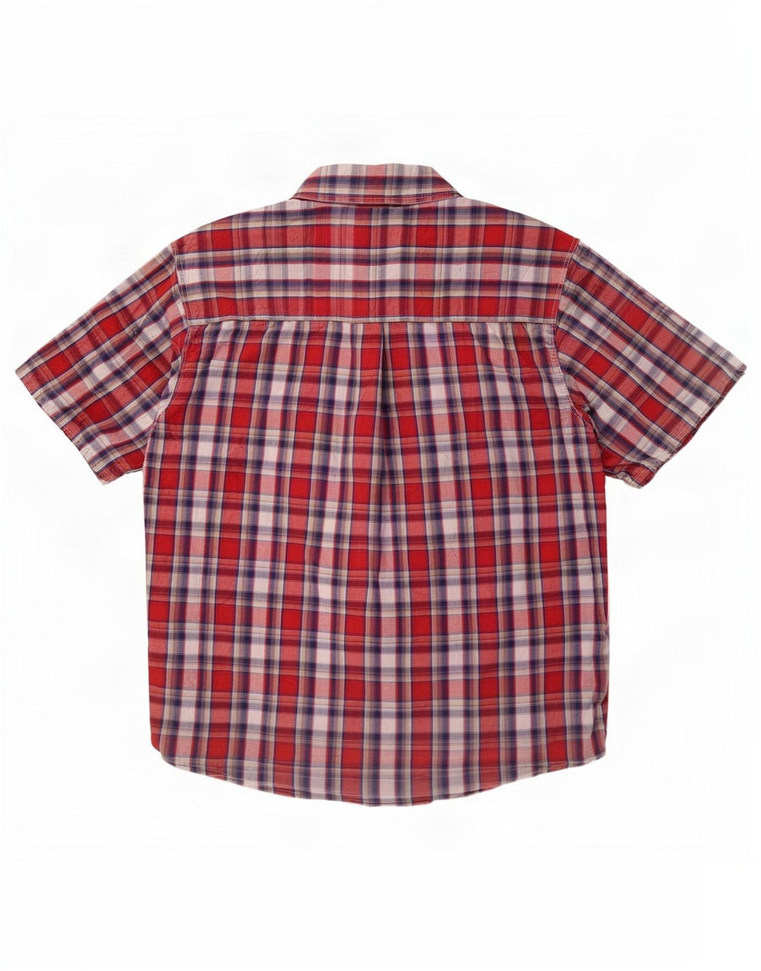 Wrangler Herren-Kurzarmhemd XL, rot kariert, Baumwolle