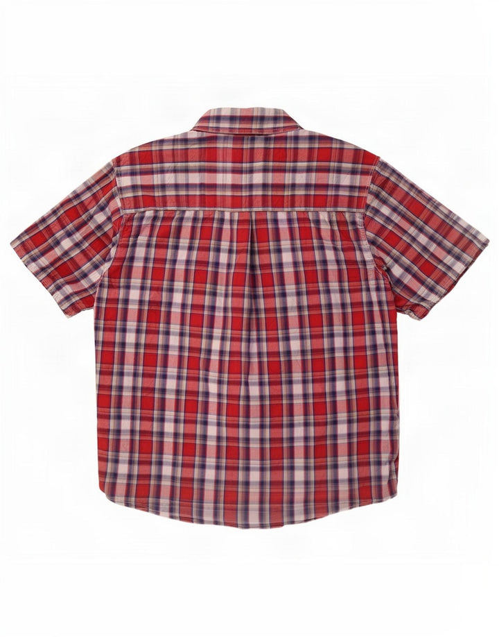 Wrangler Herren-Kurzarmhemd XL, rot kariert, Baumwolle
