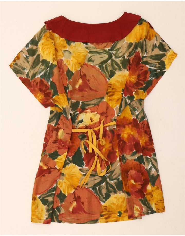 Vintage Damen A-Linie Kleid UK 14 Medium Mehrfarbig geblümt