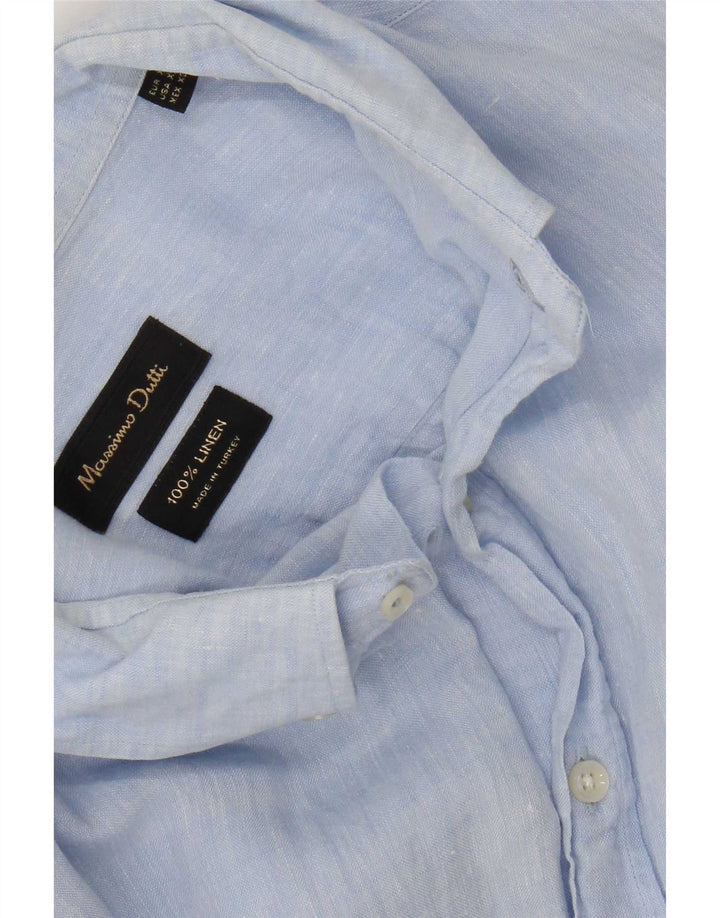 Massimo Dutti Herrenhemd XL Blaues Leinen