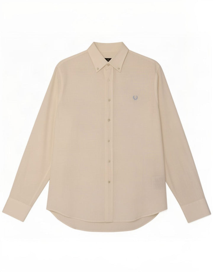 Fred Perry Herren-Slim-Fit-Hemd XL aus weißer Baumwolle