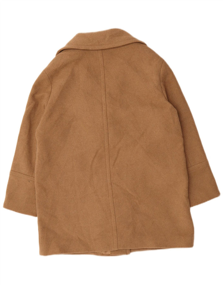 Marks & Spencer Damen Übergroßer Pea Coat UK 14 Large Beige Wolle