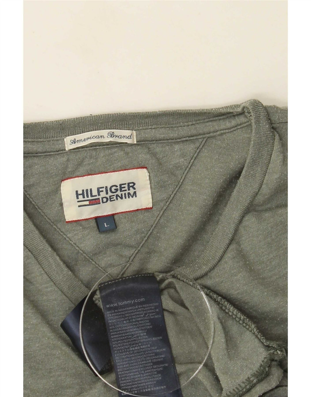 Tommy Hilfiger Herren-Oberteil, langärmelig, groß, grau gefleckte Baumwolle
