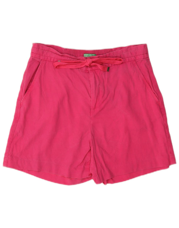 Benetton Womens High Waist Casual Shorts Medium W30 Rosa Lyocell
