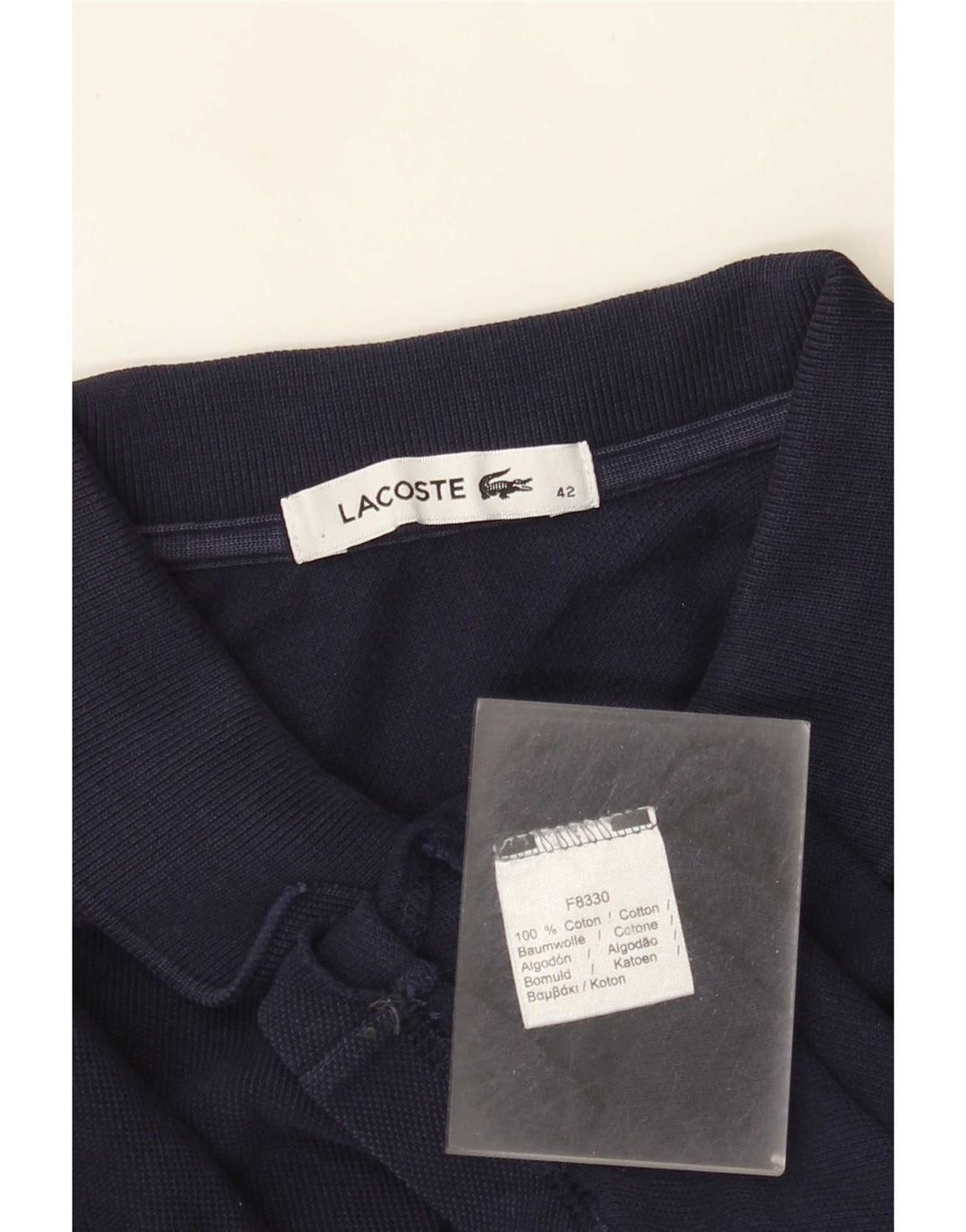 Lacoste Damen-Poloshirt, Größe 42, große marineblaue Baumwolle