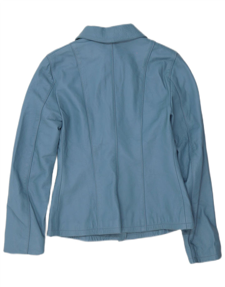 Vintage Damen Lederhemd IT 42 Mittelblau