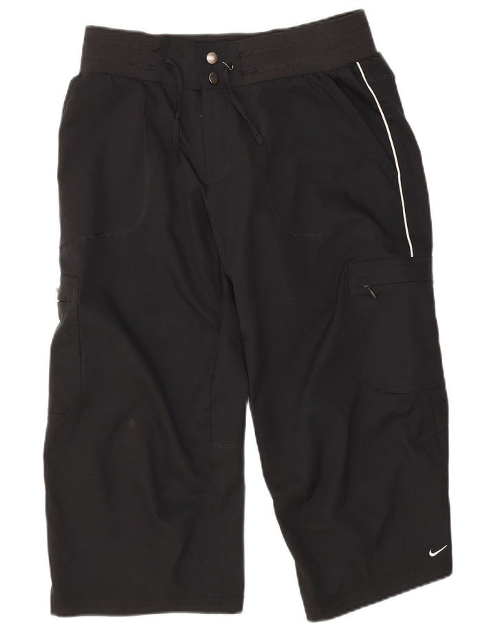 Nike Capri-Cargohose für Damen, UK 8, Größe S, W28, L20, Schwarz, Polyester
