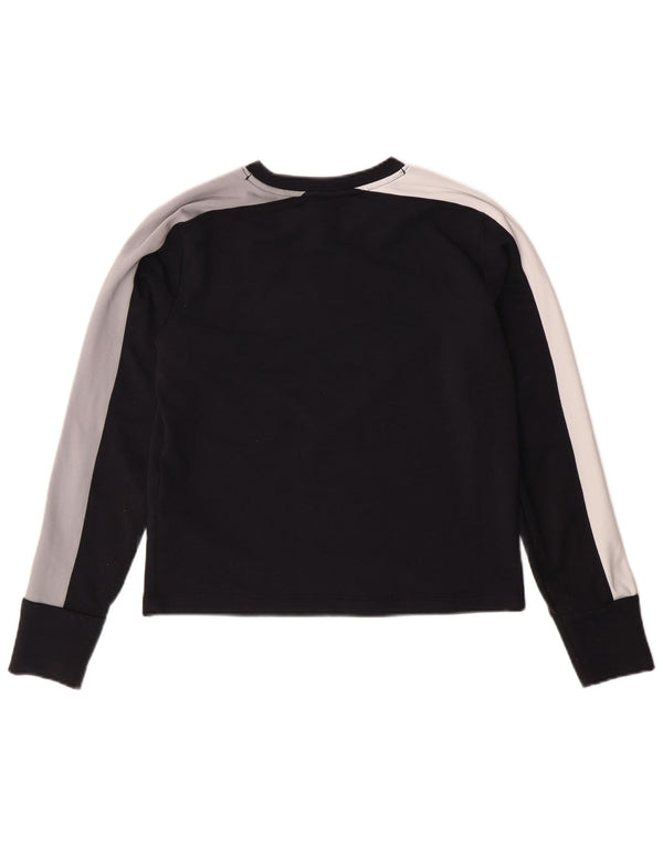 UNDER ARMOUR Damen Loose Fit Top Langarm UK 6 XS Schwarz Farbblock