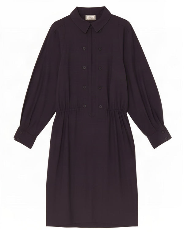 Luisa Spagnoli Womens A-Line Dress IT 44 Medium Navy Blue Wool
