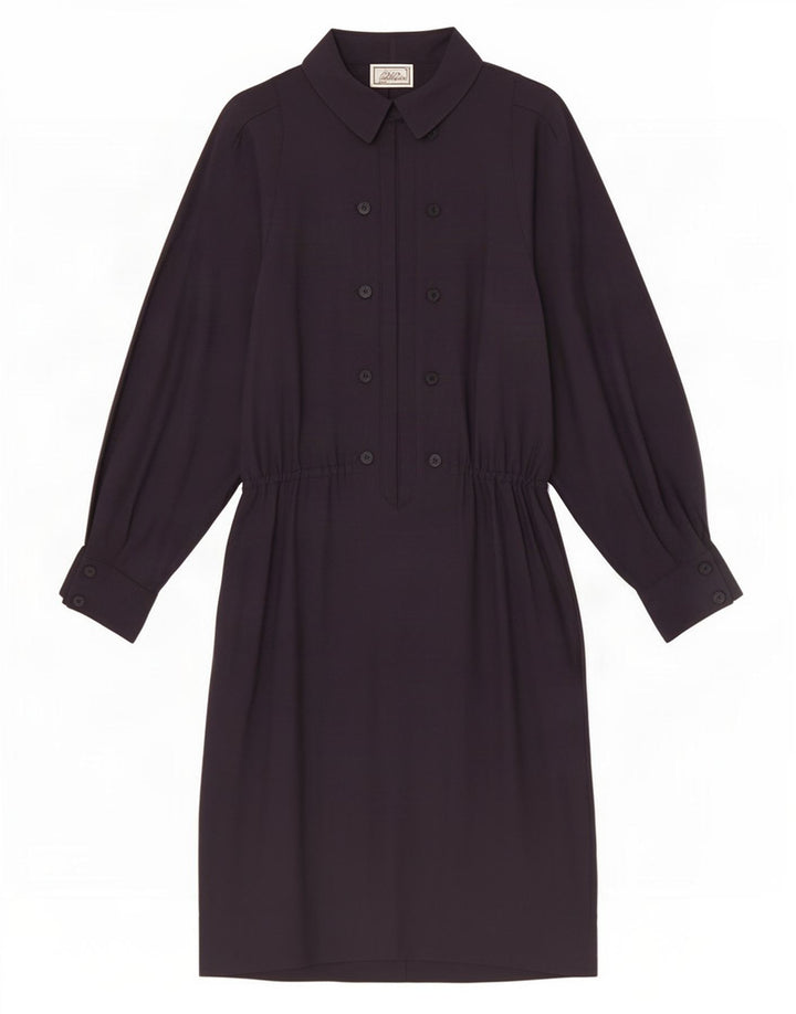 Luisa Spagnoli Damen A-Linien-Kleid IT 44 Mittelmarineblaue Wolle