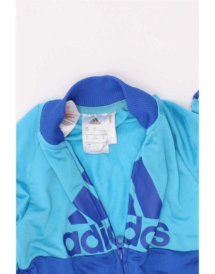 Adidas Jungen Grafik-Trainingsanzug-Top-Jacke, 2–3 Jahre, blaues Farbblockdesign