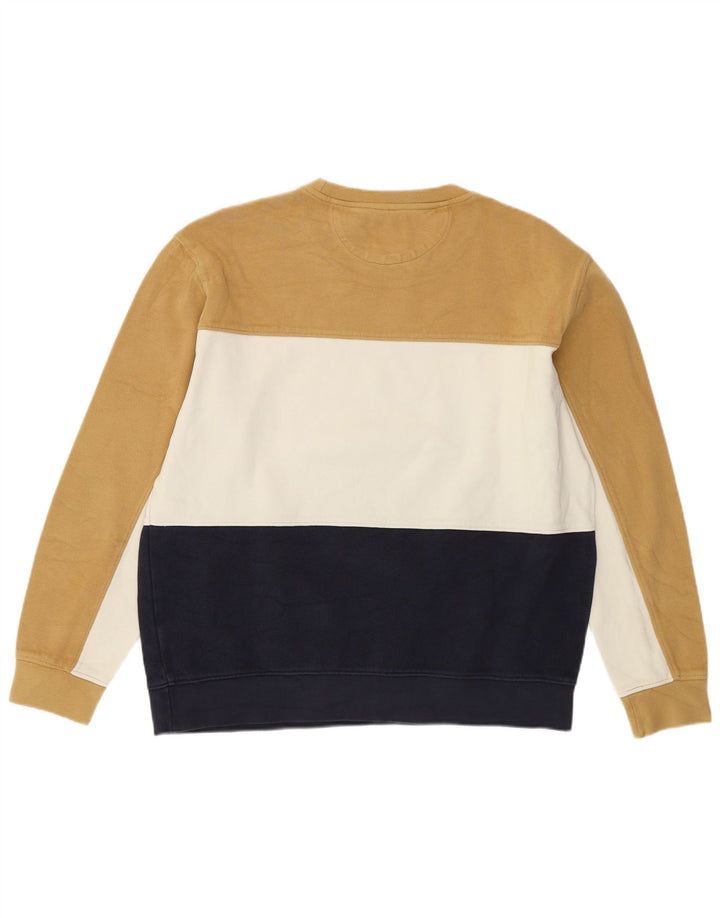 Zara Herren-Sweatshirt-Pullover, groß, beige, Colourblock-Baumwolle