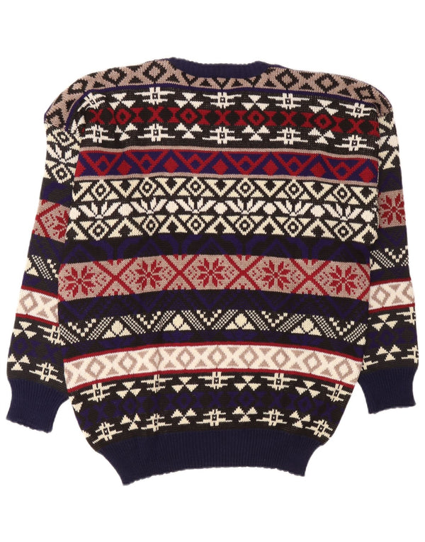 Vintage Herren Pullover mit Rundhalsausschnitt, groß, mehrfarbig, Fair-Isle-Acryl