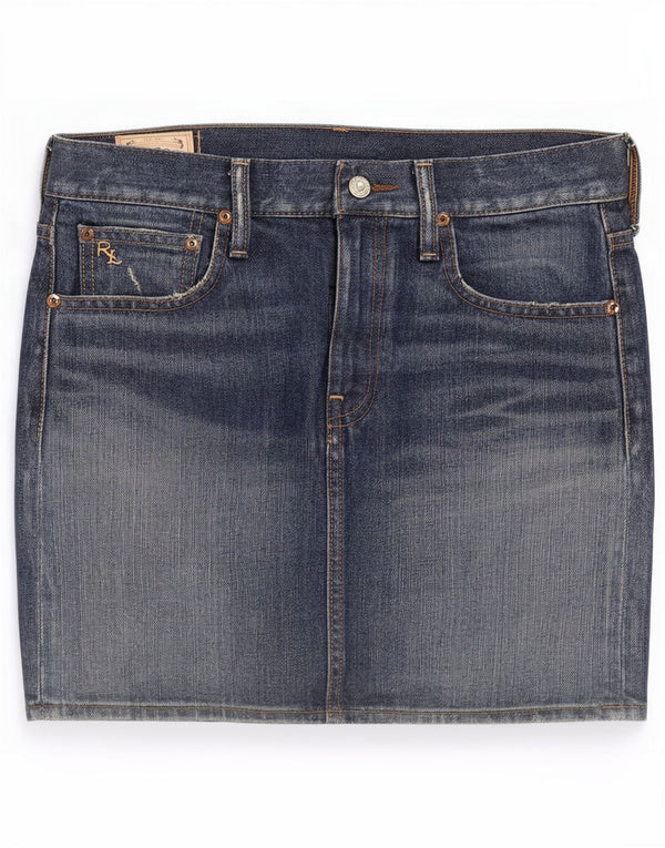 Polo Ralph Lauren Damen Mini-Jeansrock US 4 Small W28 Blaue Baumwolle