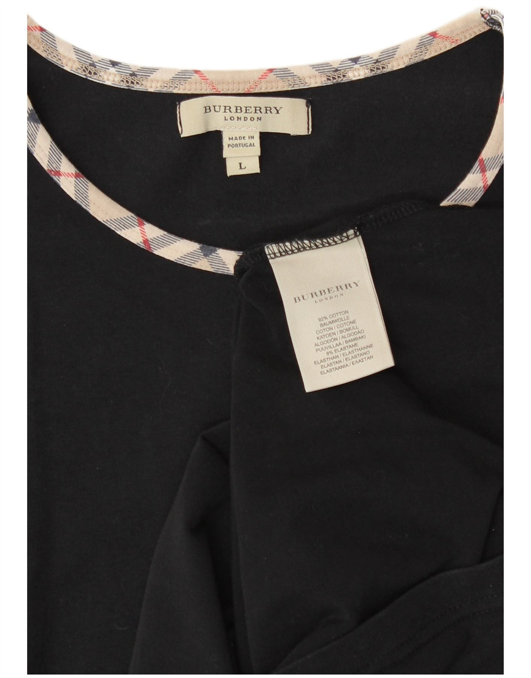 Burberry Damen Top Langarm UK 14 Große schwarze Baumwolle