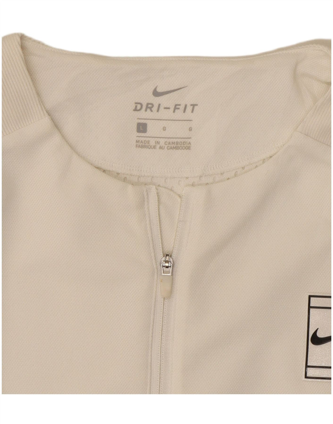 Nike Damen Dri Fit Crop Trainingsanzug Top Jacke UK 16 Large Weiß Polyester
